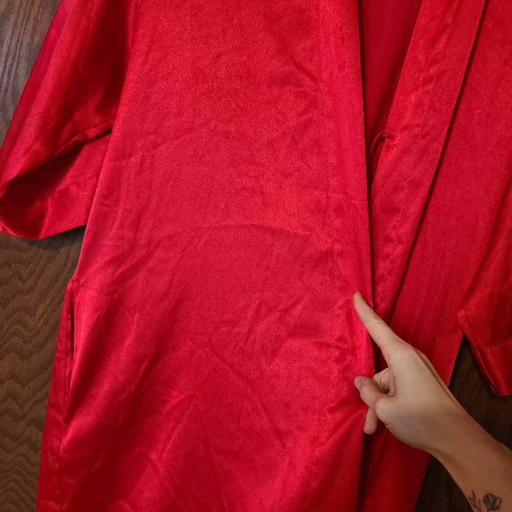 Victoria Secret Red Silk Robe - Picture 3 of 6
